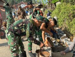 Semangat Gotong Royong Warnai TMMD ke-129 Kodim 0612/TSM, TNI, Polri dan Warga Bangun TPT di Desa Parungponteng